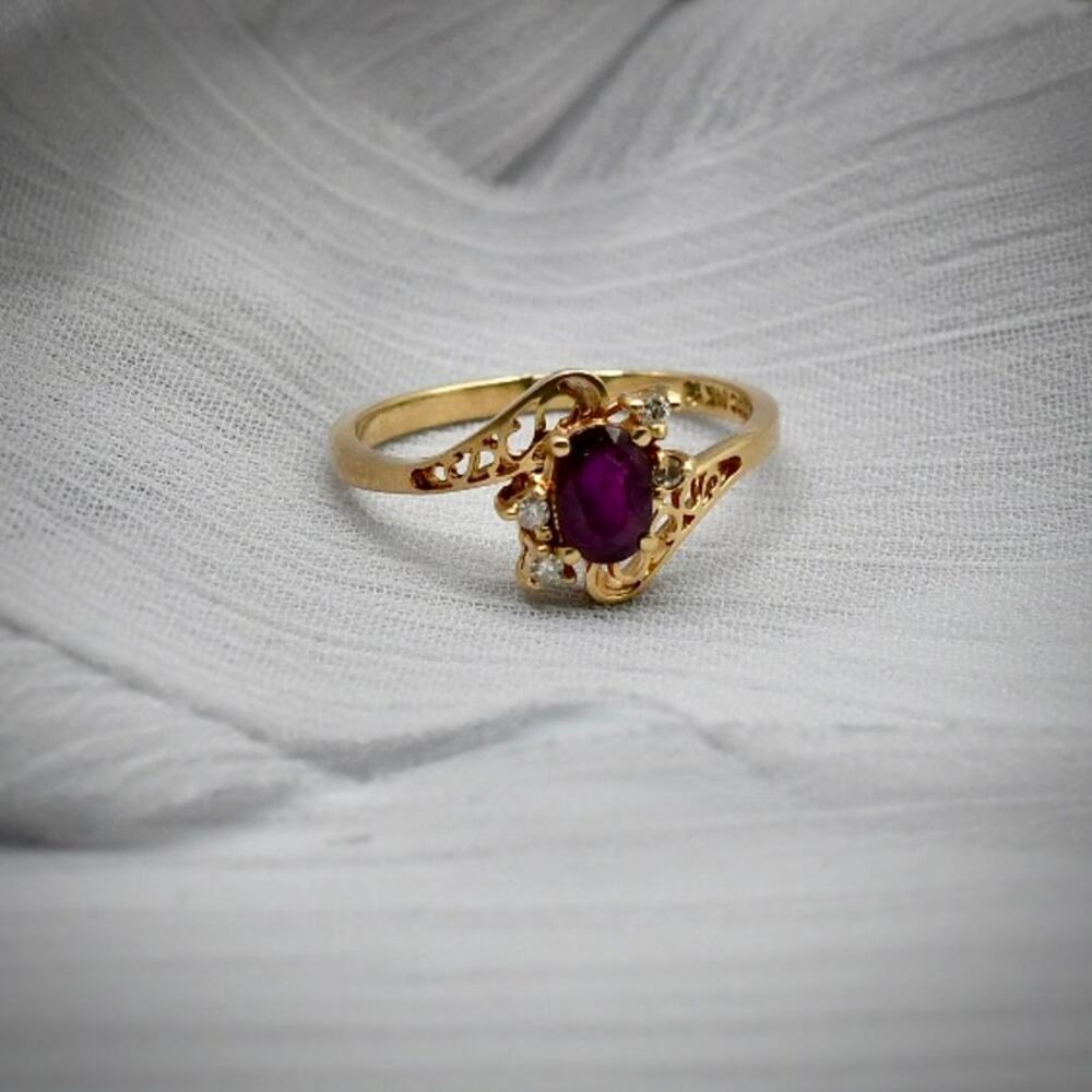 Vintage IGC 14K Yellow Gold Natural Pink Spinel White Sapphire Ring 6.25 2.14G